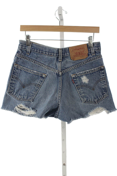 Levis Womens Cut-Off Shorts Blue Cotton Button Size 30