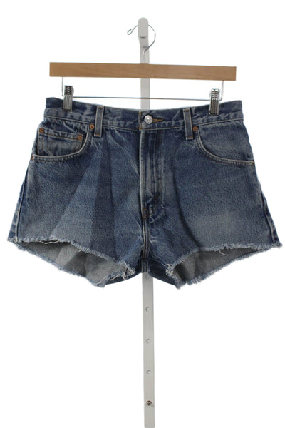 Levis Women Cut-Off Denim Shorts Blue Button Size 26