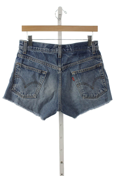 Levis Women Cut-Off Denim Shorts Blue Button Size 26