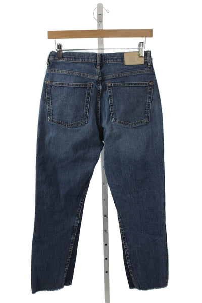Everlane Womens Bootcut Jeans Blue Mid Rise Cotton Button 25in Size 27