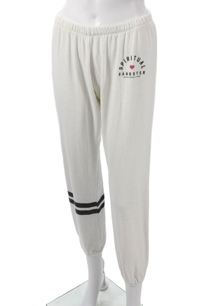 Spiritual Gangster Womens White Polyester Sweatpants Pull On Size L