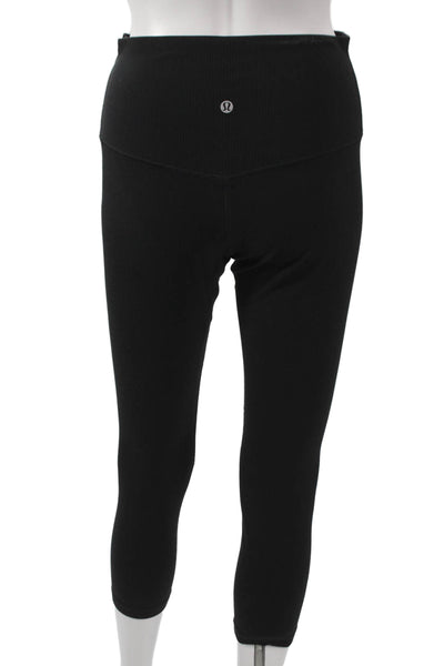 Lululemon Women Capri Leggings Black Polyester Blend Pull On Size 8