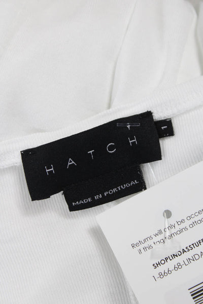Hatch Women V-Neck Basic Maternity T-Shirt Short Sleeve White Lyocell Size 1