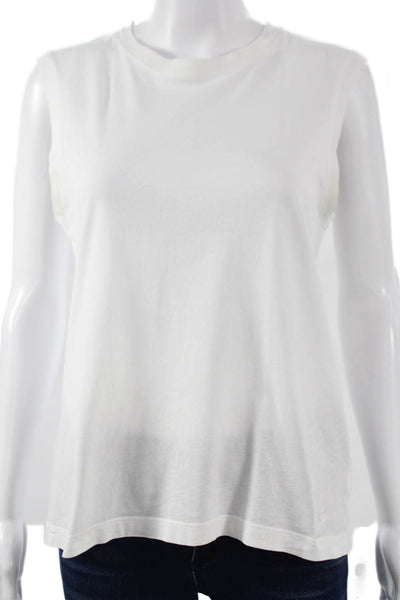 ATM Women Basic Tank Top Sleeveless Crewneck White 100% Cotton Size S