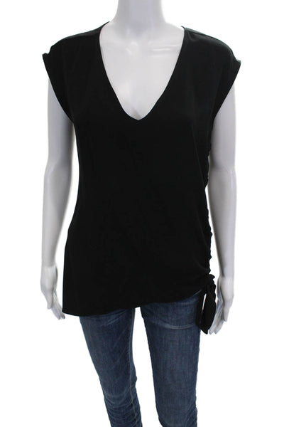 Amanda Uprichard Women Black V Neck Sleeveless Tunic Polyester Pullover Size S