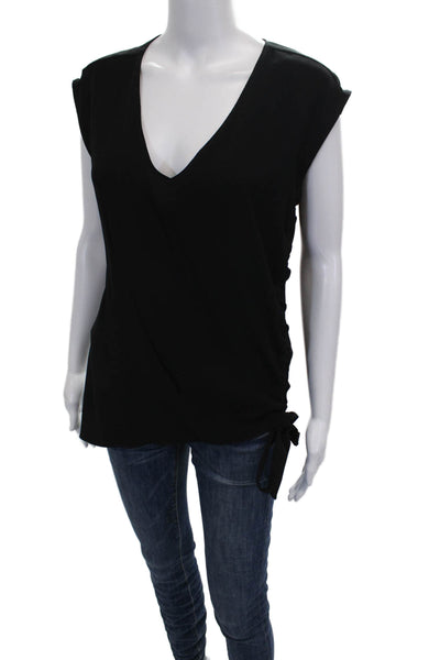 Amanda Uprichard Women Black V Neck Sleeveless Tunic Polyester Pullover Size S