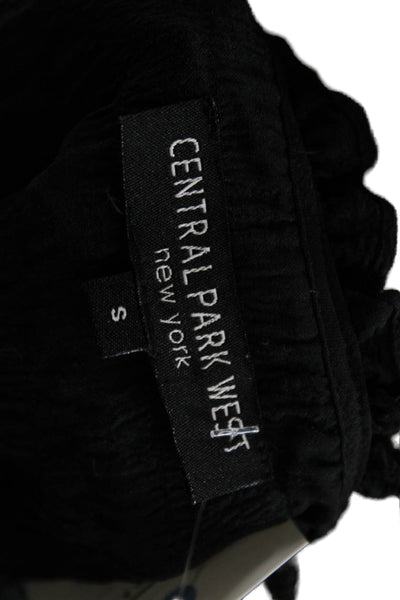 Central Park West Women Black V-Neck Tie Sleeveless Blouse Size S