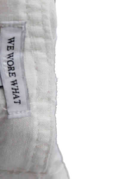 We Wore What Womens White Linen Square Neck Overall Buckle Sleeveless Size S