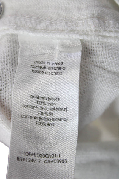 We Wore What Womens White Linen Square Neck Overall Buckle Sleeveless Size S