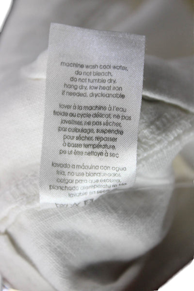 We Wore What Womens White Linen Square Neck Overall Buckle Sleeveless Size S