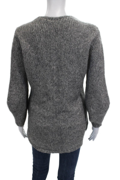 Soyer Womens V-Neck Tunic Sweater Gray Cotton Long Sleeve Size XS