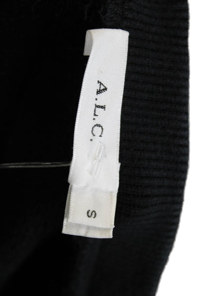 ALC Women Pullover Sweatshirt Black Cotton Crew Neck Long Sleeve Size S