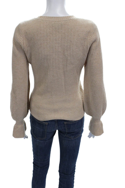Paige Womens Beige Wool Scoop Neck Long Sleeve Pullover Sweater Size S