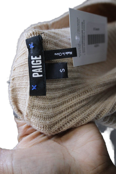Paige Womens Beige Wool Scoop Neck Long Sleeve Pullover Sweater Size S