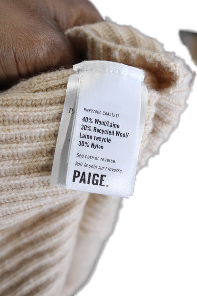 Paige Womens Beige Wool Scoop Neck Long Sleeve Pullover Sweater Size S