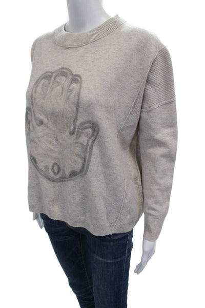 LT Women Wool Crew Neck Pullover Sweater Gray Long Sleeve Solid Size S