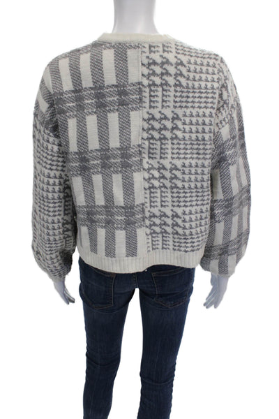 Splendid Women Sweater Gray Geometric Crew Neck Long Sleeve Size XS
