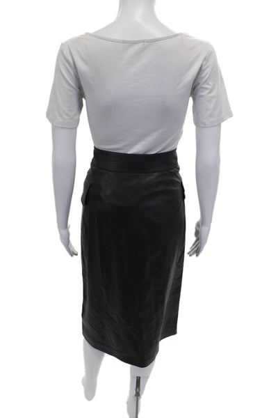 Ted Baker London Womens Black Straight Pencil Skirt Long PU Zip Size 2