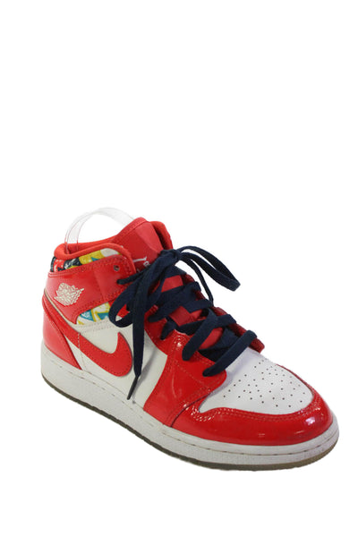 Nike Childrens Boys Air Jordan 1 Mid SE Sneakers Chile Red White Size 5