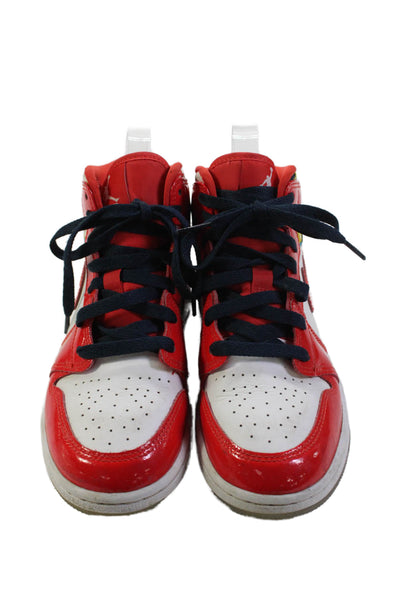 Nike Childrens Boys Air Jordan 1 Mid SE Sneakers Chile Red White Size 5