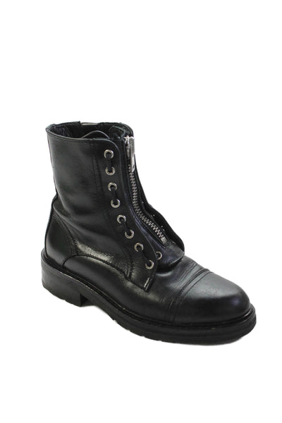 Allsaints Womens Leather Front Zipper Ankle Boots Black Size 36 6
