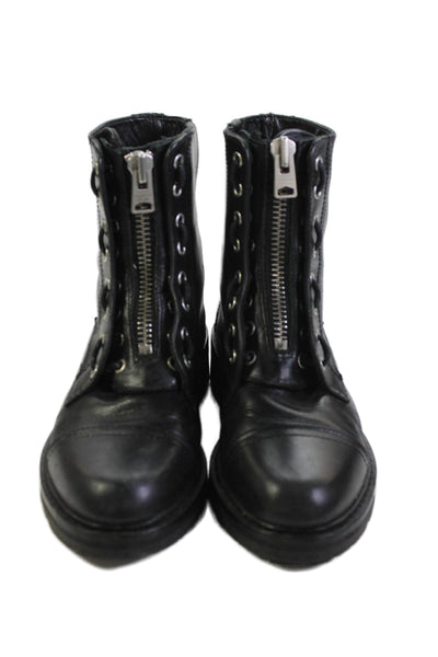 Allsaints Womens Leather Front Zipper Ankle Boots Black Size 36 6