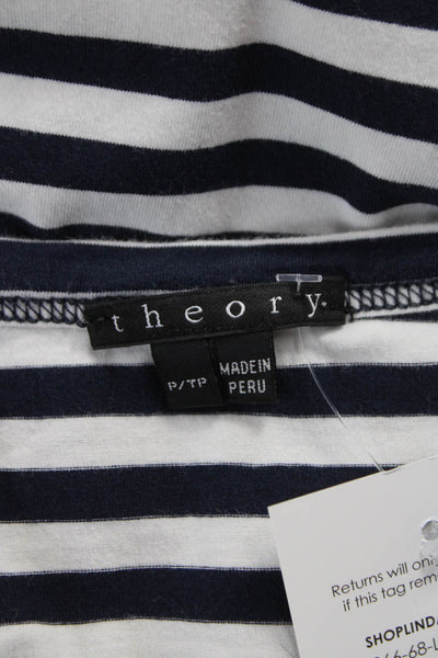Theory Women Basic Black Striped Cotton Scoop Neck Sleeveless Tank Size PP