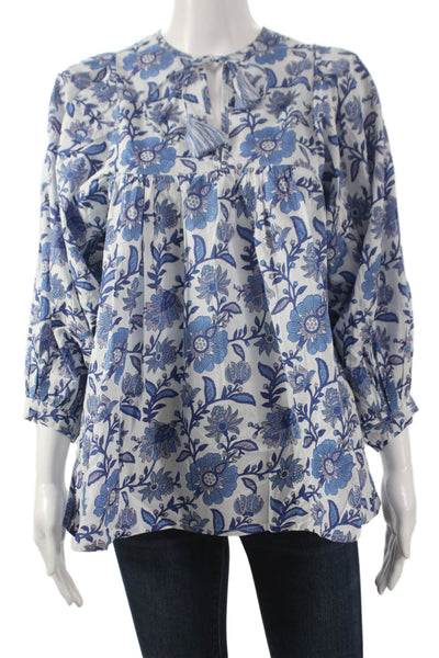 Mille Resort & Travel Women Tunic Blouse Floral V-Neck 3/4 Sleeve Size 2XS