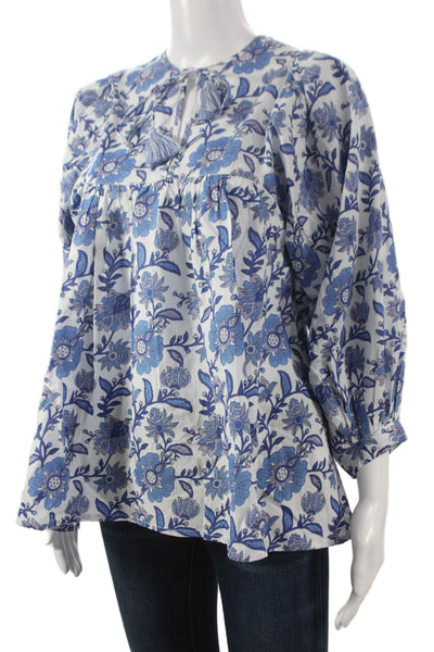 Mille Resort & Travel Women Tunic Blouse Floral V-Neck 3/4 Sleeve Size 2XS