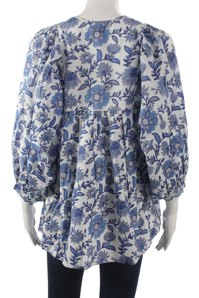 Mille Resort & Travel Women Tunic Blouse Floral V-Neck 3/4 Sleeve Size 2XS
