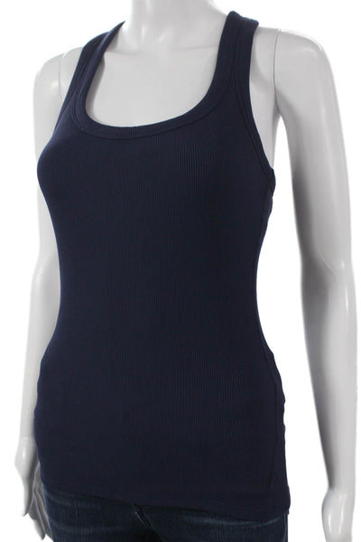 Alo Womens Basic Tank Blue Scoop Neck Nylon Sleeveless Pullover Size XS