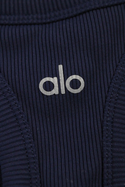 Alo Womens Basic Tank Blue Scoop Neck Nylon Sleeveless Pullover Size XS