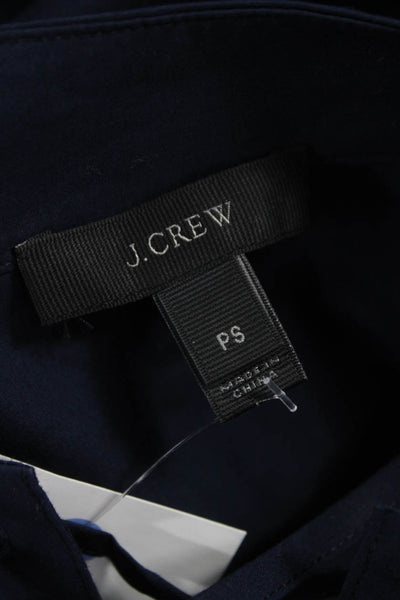 J Crew Women Shift Dress Blue Cotton Short Sleeve Lace Up Round Neck Size PS