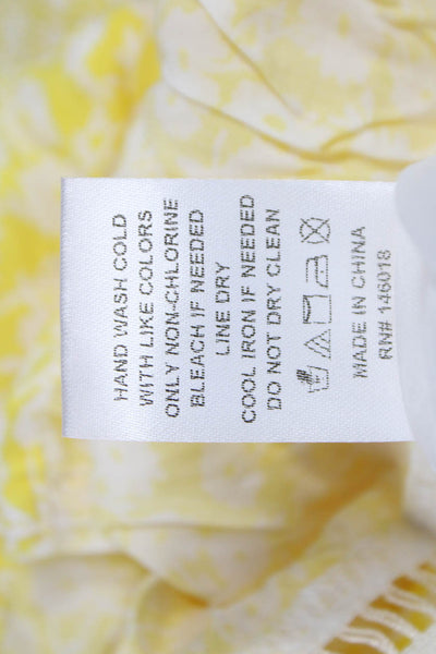 Lost + Wander Womens A-Line Yellow Floral Square Neck Short Sleeve Dress Size S