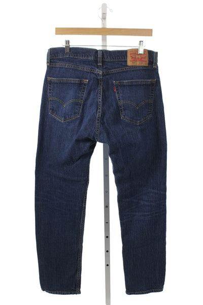 Levis Mens Straight Blue Cotton Jeans Zip Fly Size 35