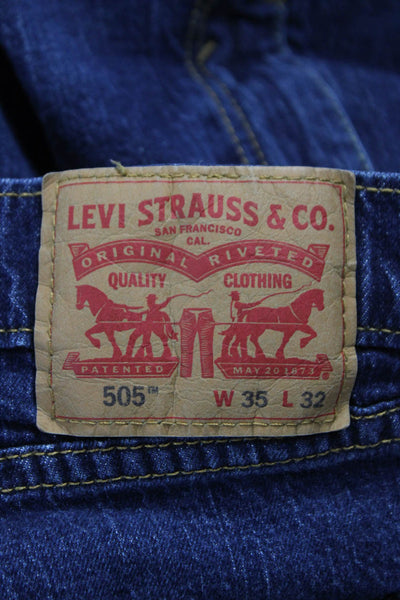 Levis Mens Straight Blue Cotton Jeans Zip Fly Size 35