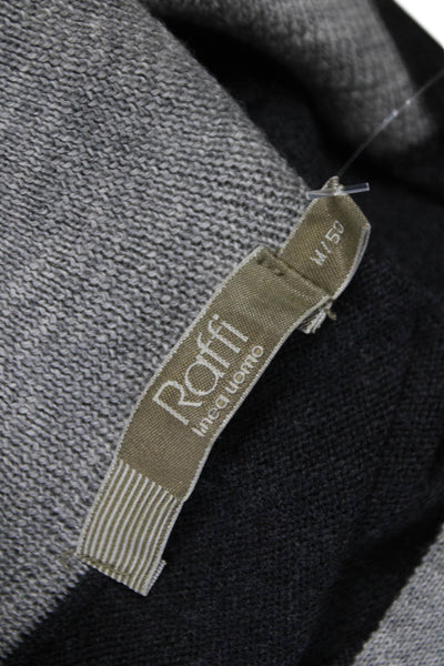 Raffi Mens Collared Merino Wool Pullover Sweater Gray Long Sleeve Size M