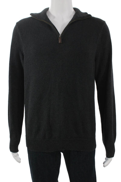 J Crew Mens Gray Cotton Mock Neck Pullover Sweater Long Sleeve Size M