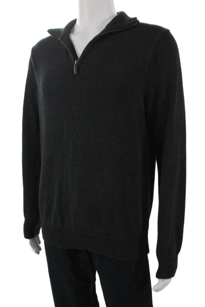 J Crew Mens Gray Cotton Mock Neck Pullover Sweater Long Sleeve Size M