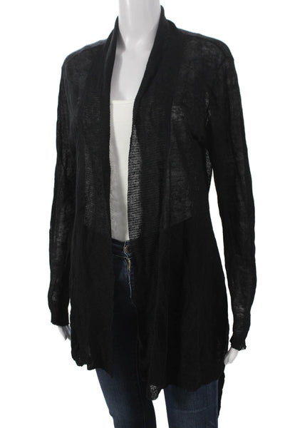Eileen Fisher Women Cardigan Black Linen Blend Long Sleeve Petite Size S