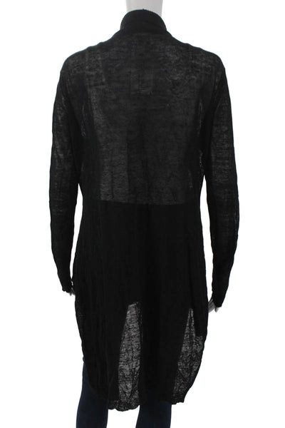 Eileen Fisher Women Cardigan Black Linen Blend Long Sleeve Petite Size S