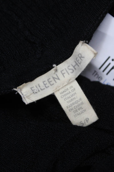 Eileen Fisher Women Cardigan Black Linen Blend Long Sleeve Petite Size S