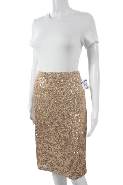 Adrianna Papell Womens Gold Pencil Skirt Polyester Knee Length Size M