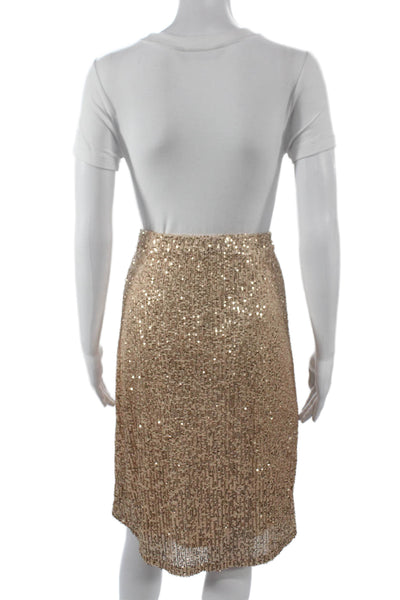 Adrianna Papell Womens Gold Pencil Skirt Polyester Knee Length Size M