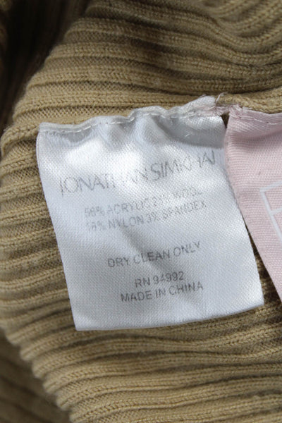 Jonathan Simkhai Womens Collared Pullover Sweater Beige Long Sleeve Size M