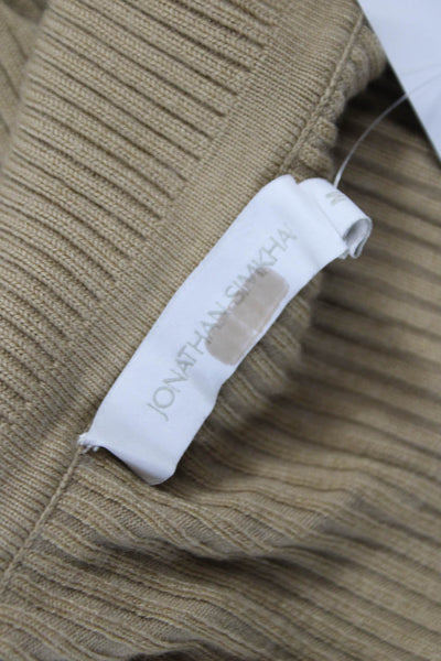 Jonathan Simkhai Womens Collared Pullover Sweater Beige Long Sleeve Size M