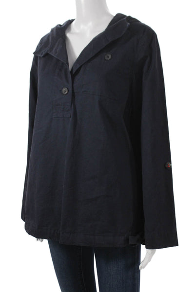Joules Womens Anorak Jacket Blue Cotton Collared Button Long Sleeve Size 4