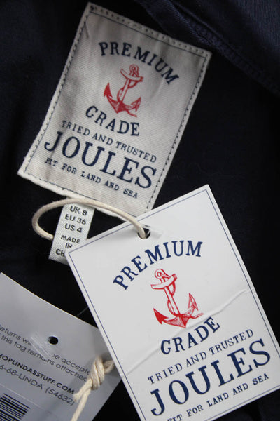 Joules Womens Anorak Jacket Blue Cotton Collared Button Long Sleeve Size 4