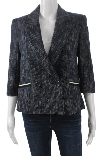 Me + Em Women Blazer Blue Flecked Acetate 3/4 Sleeve Button Bust 36 Size 6