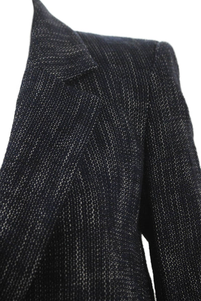 Me + Em Women Blazer Blue Flecked Acetate 3/4 Sleeve Button Bust 36 Size 6